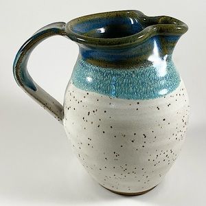 Handmade stoneware pottery pitcher vase